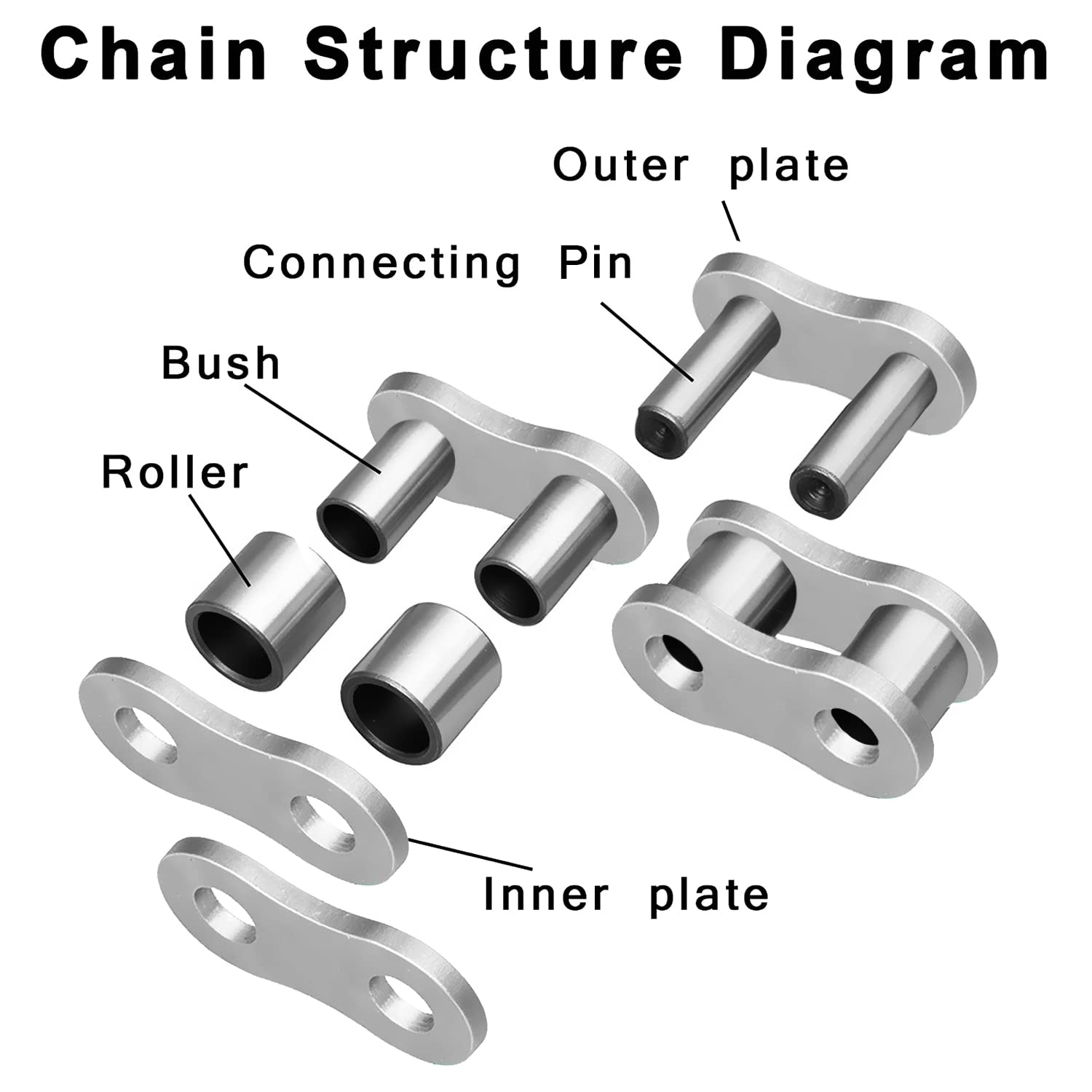 Dyc 428H Motorcycle Chain 122 Links (Bright Nickel Plating) W/Chain Breaker, Heavy Duty 428 Chain For 125-200Cc Mini Bike Dirt B