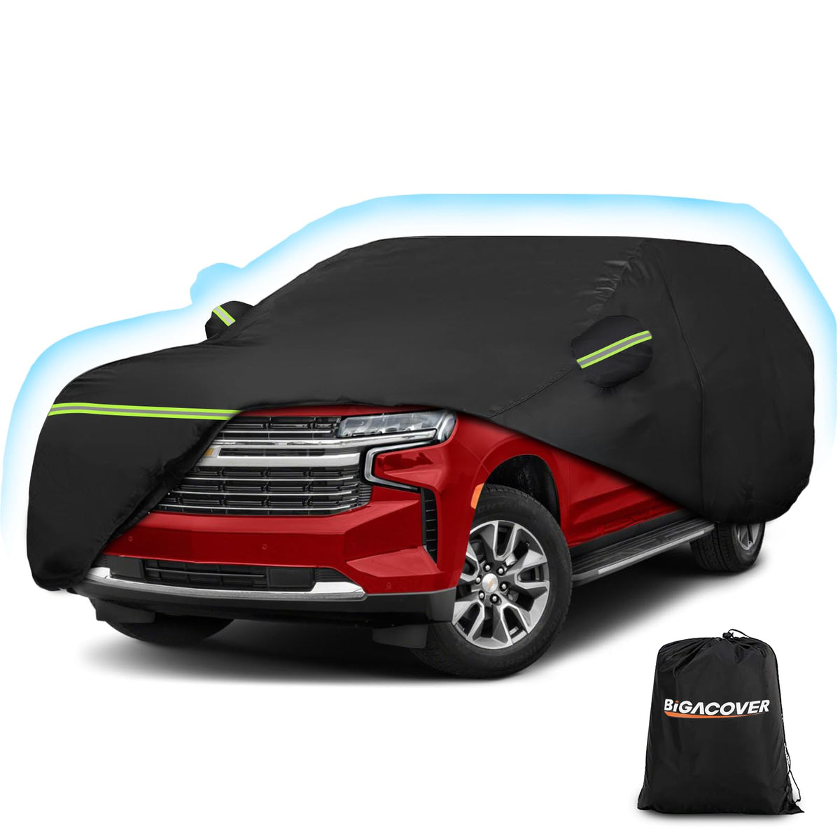 Car Cover Waterproof For 2007-2022 Chevy Suburban/Gmc Yukon Xl/Cadillac Escalade Esv, Snowproof Outdoor Car Covers With Zipper W