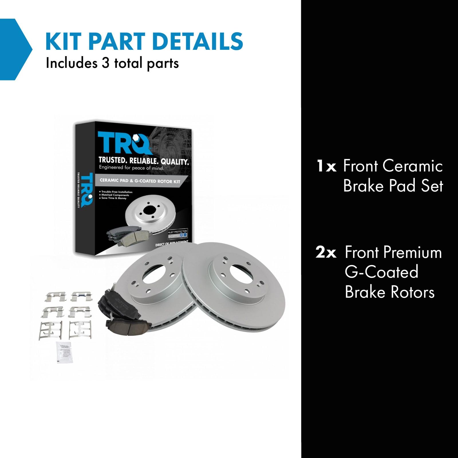 Trq Front Brake Pad & Rotor Kit Brake Pads Brake Rotor Ceramic Premium G-Coated Compatible With 1998-2002 Honda Accord