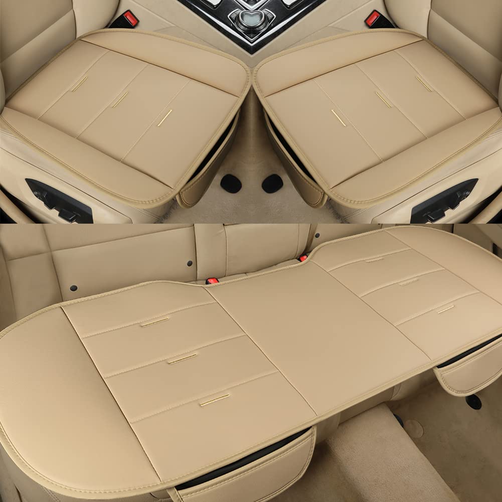 West Llama Bottom Seat Covers, Include 1 Pair Front Seat Protector And 1 Rear Seat Cover, Universal Pu Leather Seat Covers For 9