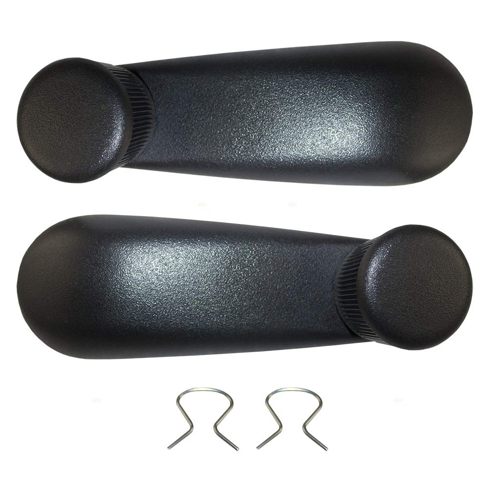 Brock Replacement Driver And Passenger Side Black Manual Window Crank Handles Set Compatible With 1999-2020 Silverado/Sierra & 2