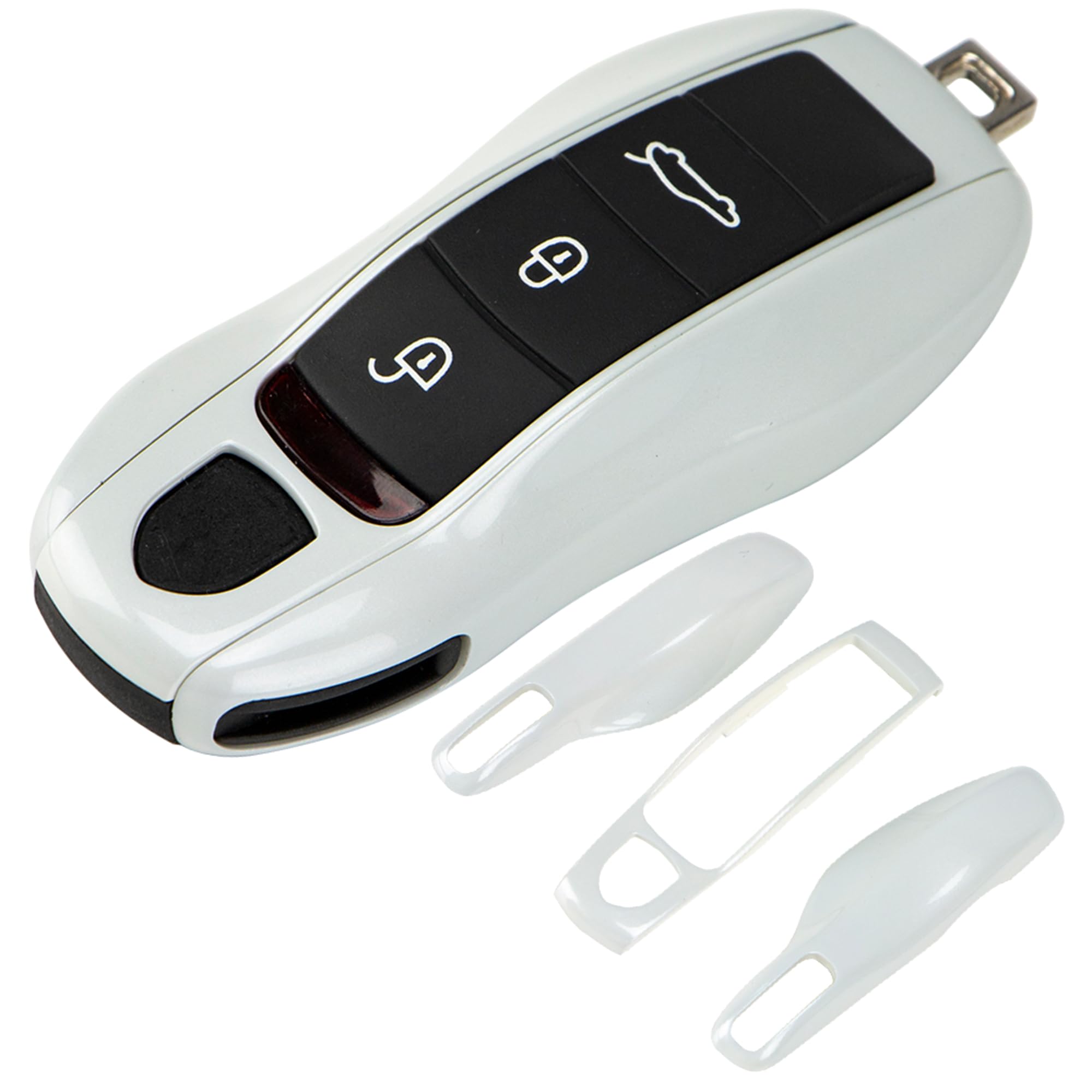 Aerobon 3-Piece Painted Key Cover Key Fob Shell Compatible With Porsche Key Shell Replacement (Mk1, Carrara White)