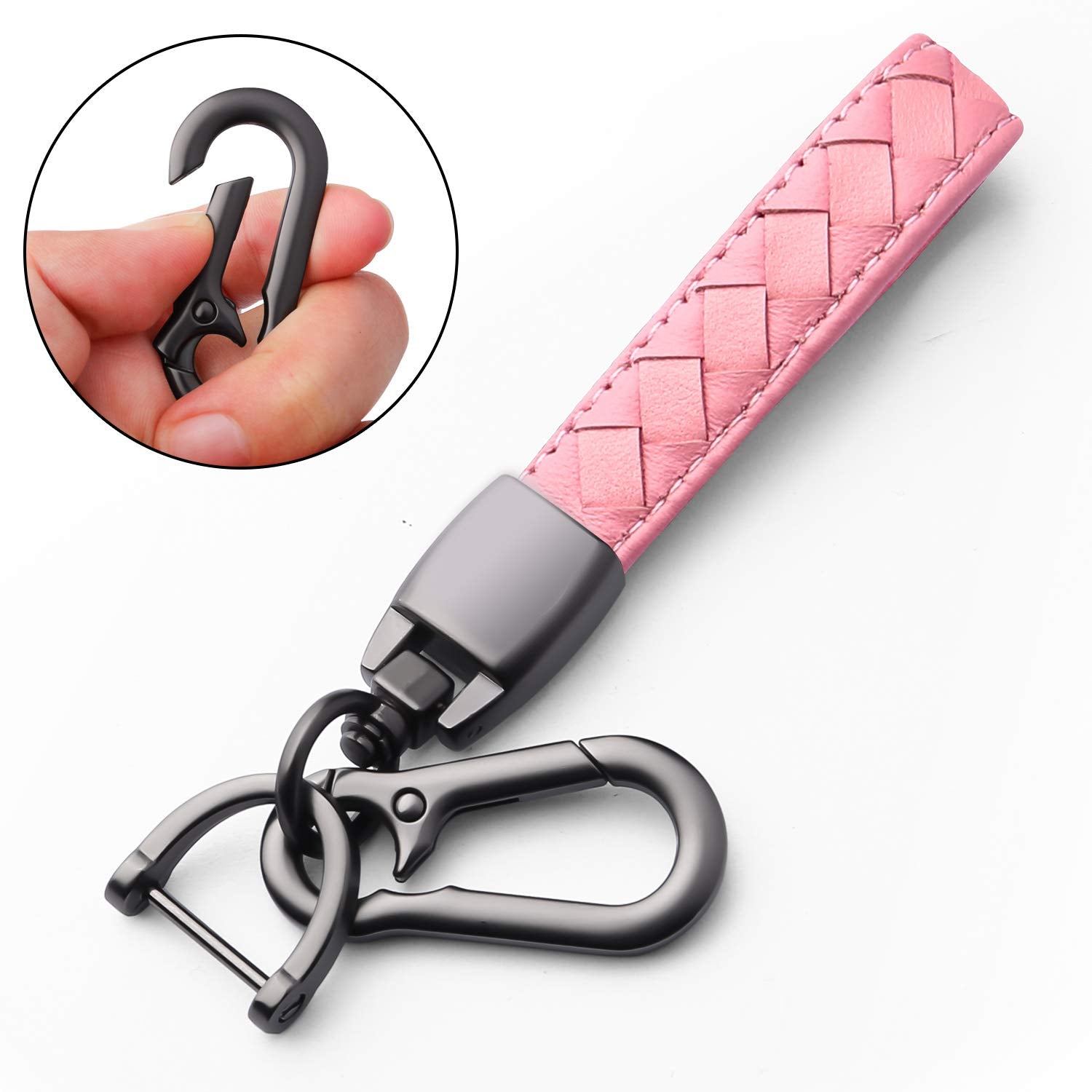 Autophone Compatible With Jeep Key Fob Cover With Leather Keychain Soft Tpu Protection Key Case For 2018 2019 2020 2021 Wrangler Jl Gladiator Remote Key (Pink)