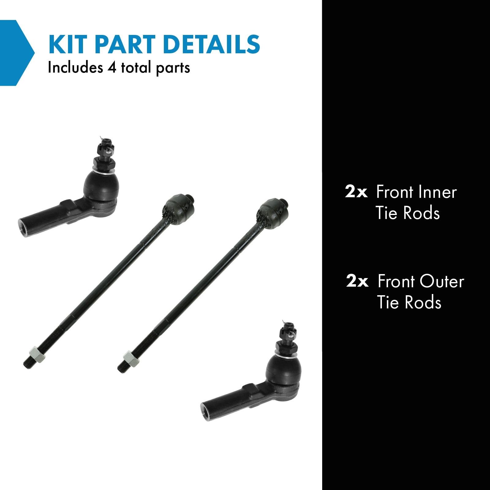 Trq Tie Rod End Inner Outer Kit Set Of 4 For Buick Cadillac Pontiac Oldsmobile