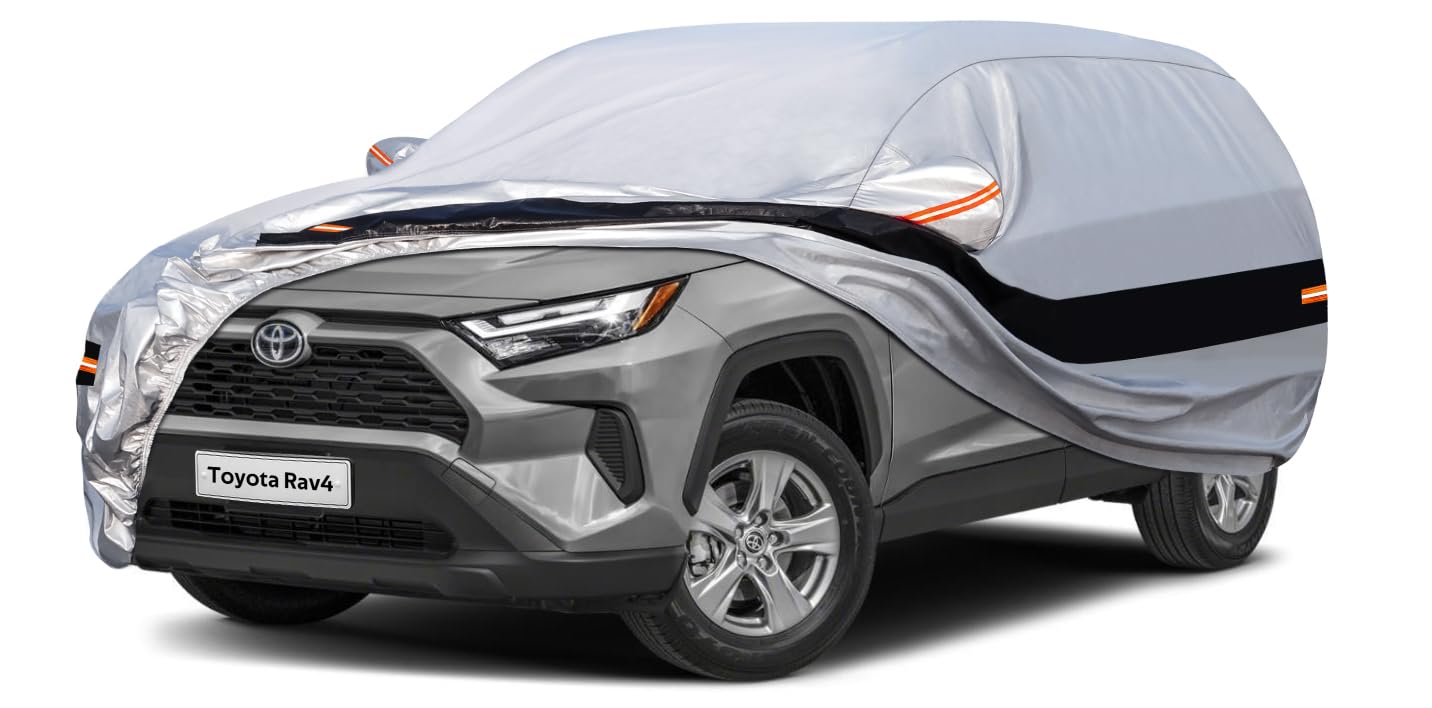 Holthly 10 Layers SUV Car Cover Custom Fit for Toyota RAV4 (2005-2024) Waterproof All Weather for Automobiles, Full Cover Sun UV