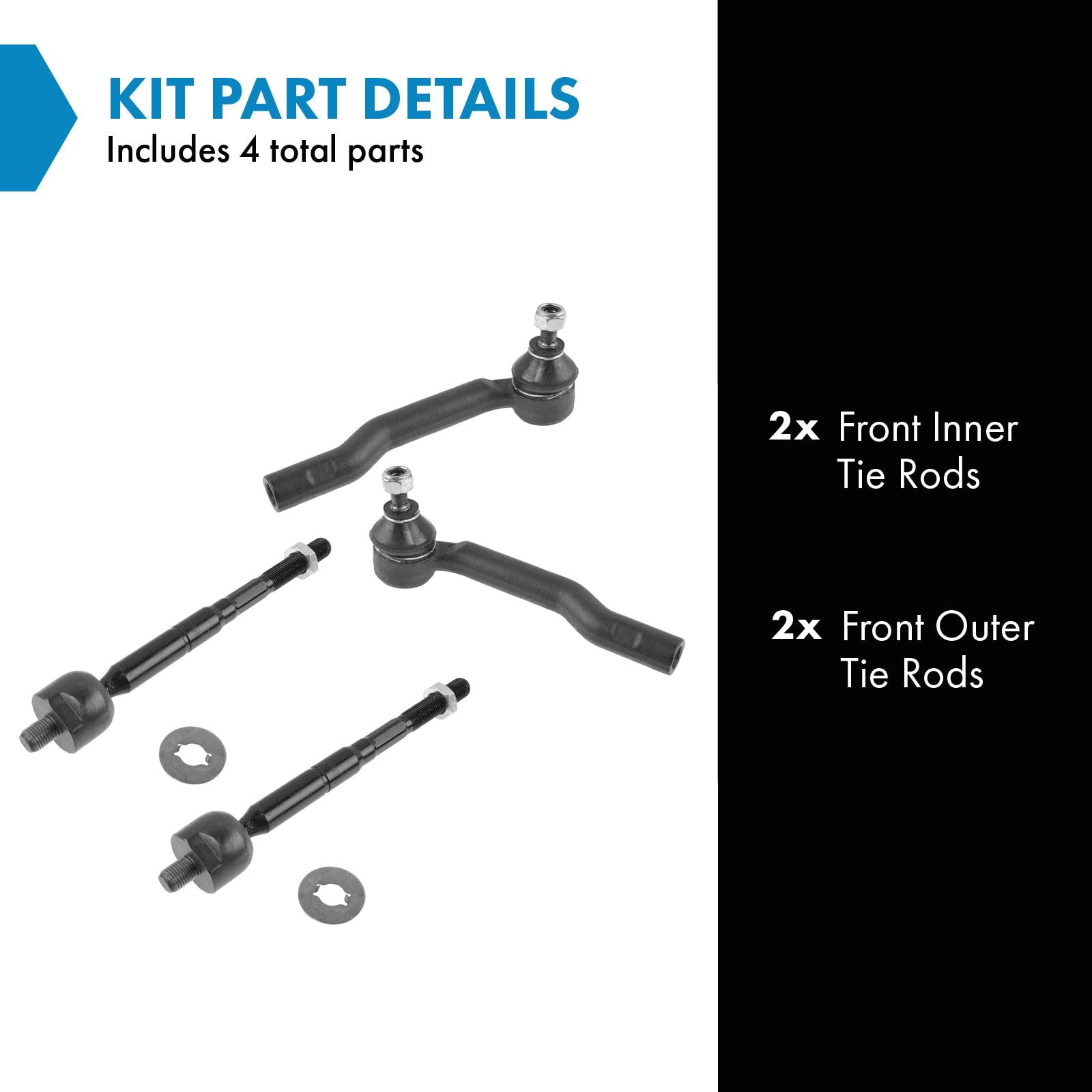 Trq Front Tie Rod Set Compatible With 1999-2004 Chevrolet Tracker