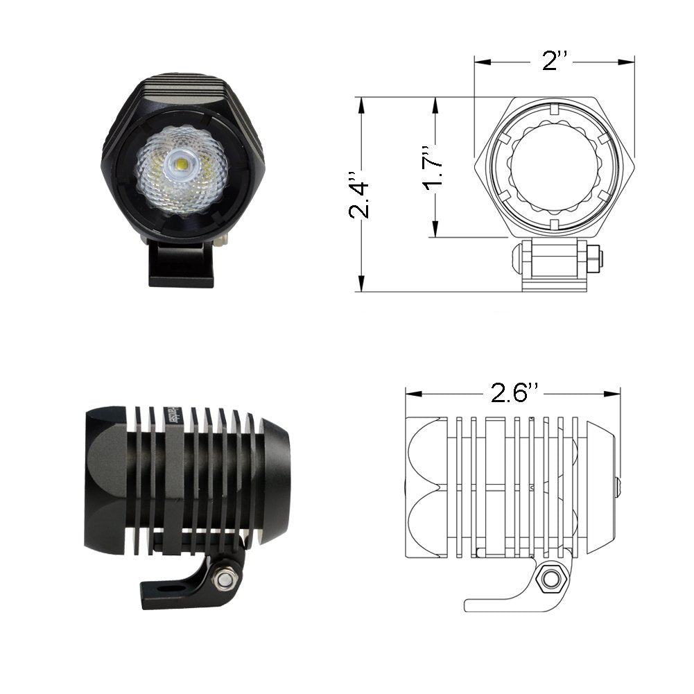 Handster Motorcycle Fog Light 2Inch Cool White Led Pod Lights Ip68 Waterproof Spot Auxiliary Driving Lamp 2Pcs For 4X4 Off Road