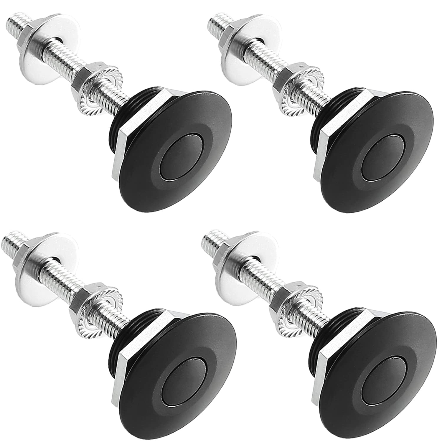 Stetion Quick Release Latch License Plate Lock Clip 4Pcs 1.25 Diameter Aluminum Alloy Car Hood Pins Lock Clip Kit For Bumper Hood License Plate (4 Pack - Black)