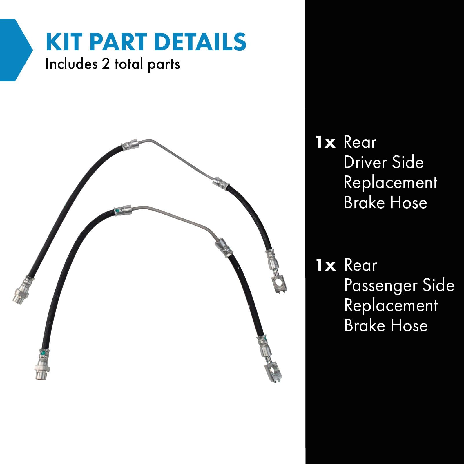 Trq Rear Brake Hose Set Compatible With 2000-2006 Bmw X5