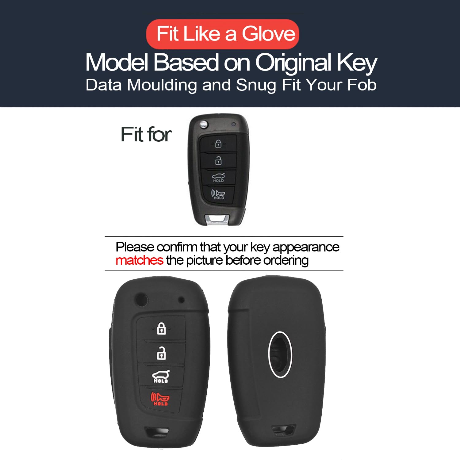 INFIPAR 2pcs Compatible with Hyundai Elantra Accent Elantra GT Kona Santa Cruz Santa Fe Sonata Tucson Veloster Key Fob Cover Cas