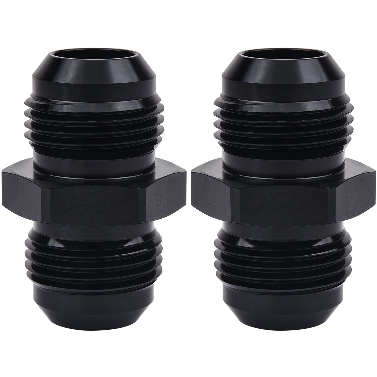 Evil Energy 12An Male To Male Flare Coupler Union Straight Fuel Hose Adapter Fitting Black 2Pcs