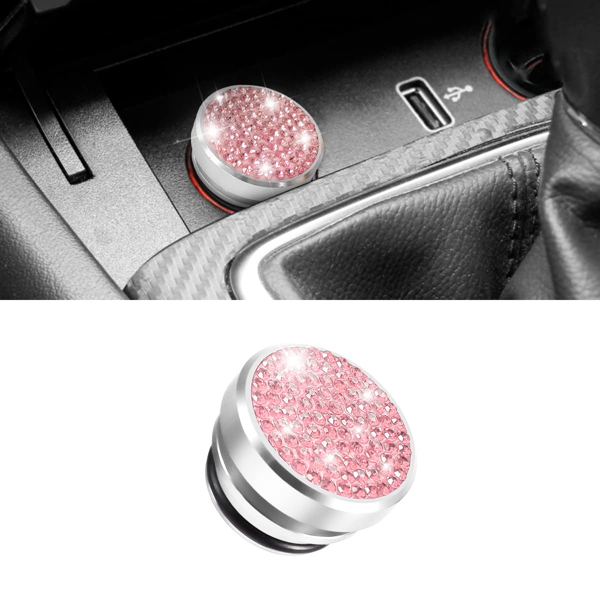Bling Car Cigarette Lighter Plug Cover, Dustproof Cigarette Lighter Cover For Car Universal For Most Cars, Boat, Rv, Car Accessories For Men Women (Pink)