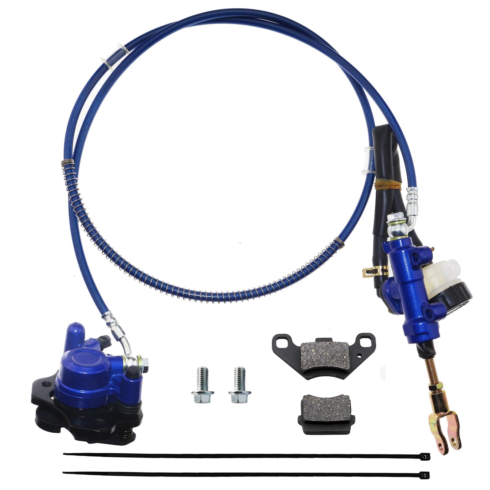 PRO BAT Rear Hydraulic Brake Assembly Caliper Master Cylinder Kit with Extra Brake Pad for Four Wheeler Baja for Go Kart Golf Ca