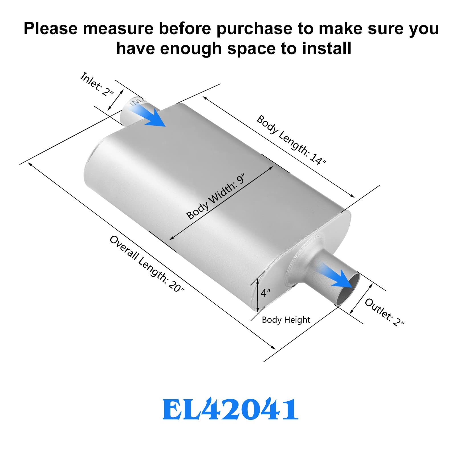Universal Exhaust Muffler With Aggressive Sound, Anti-Corrosive Muffler, Chamber Performance Mufflers For Cars, Trucks(2'' Offse
