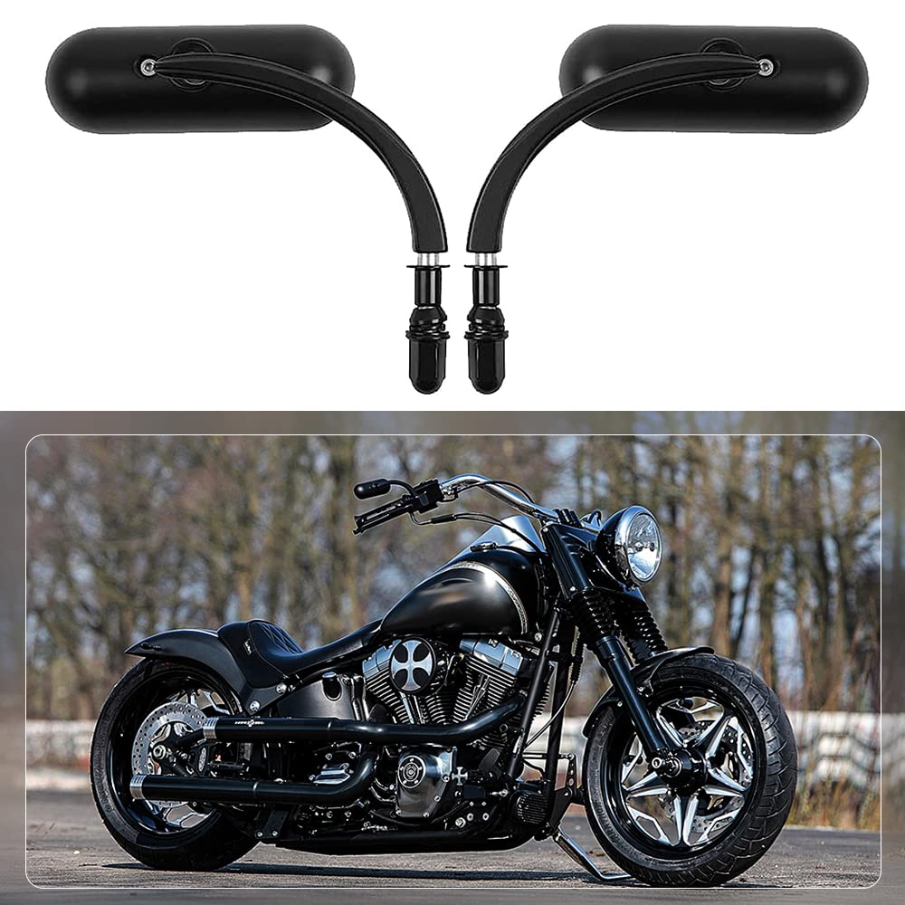 Goodfitment - Black Oval Shape Motorcycle Mirrors,Upgrade Rearview Motorcycle Mirrors Compatible With Harley Road King Softail S