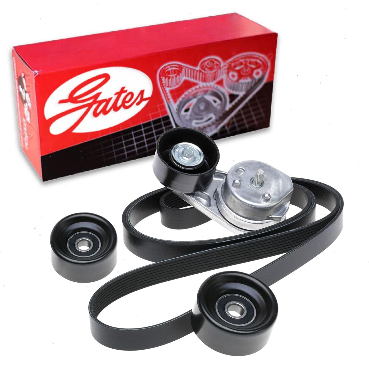 Gates Complete Serpentine Belt Drive Component Kit compatible with Ford F-350 Super Duty 6.7L V8 2012-2016