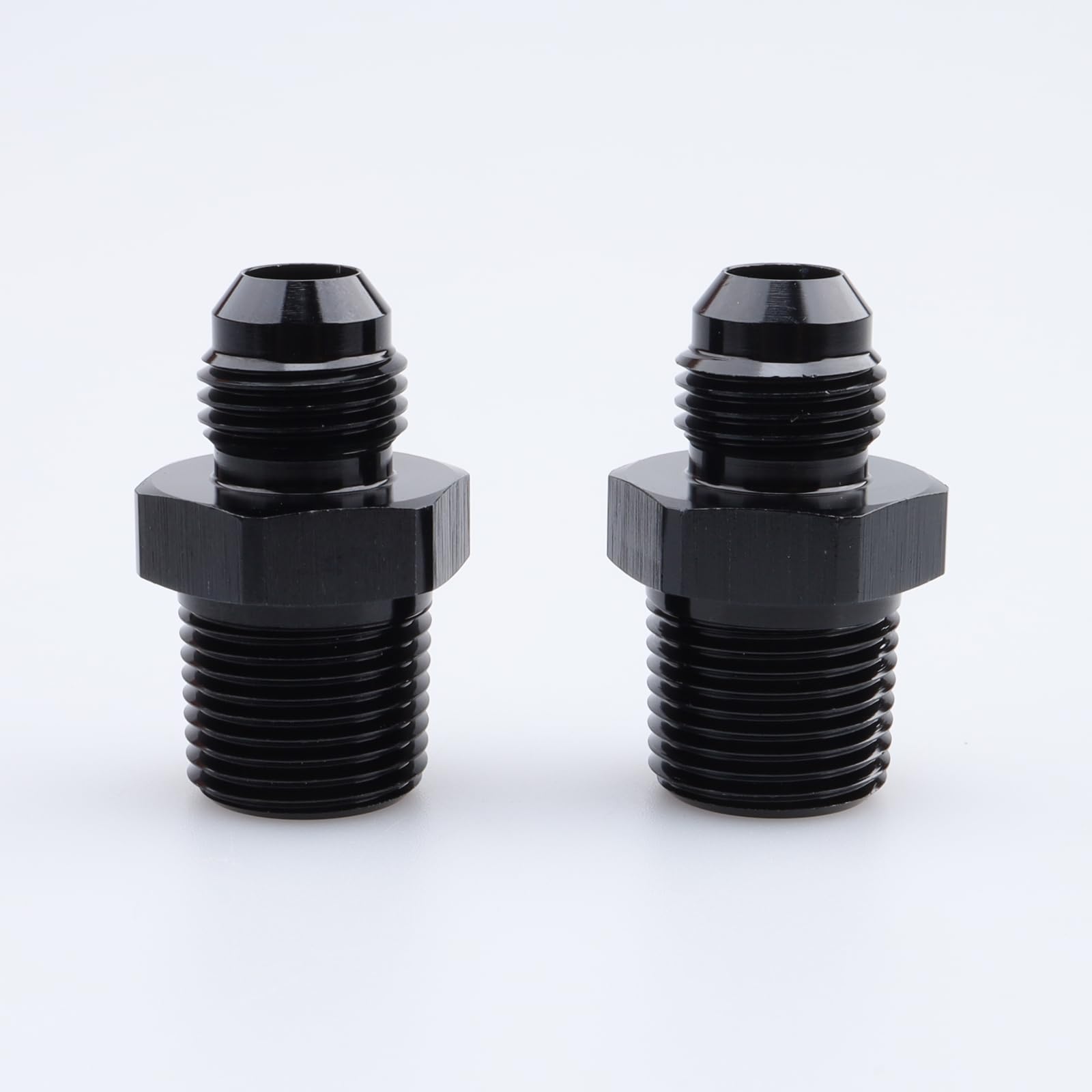 Ac Performance Male 1/2'' Npt To -6 An Flare Adapter Straight Aluminum Black, Pack Of 2