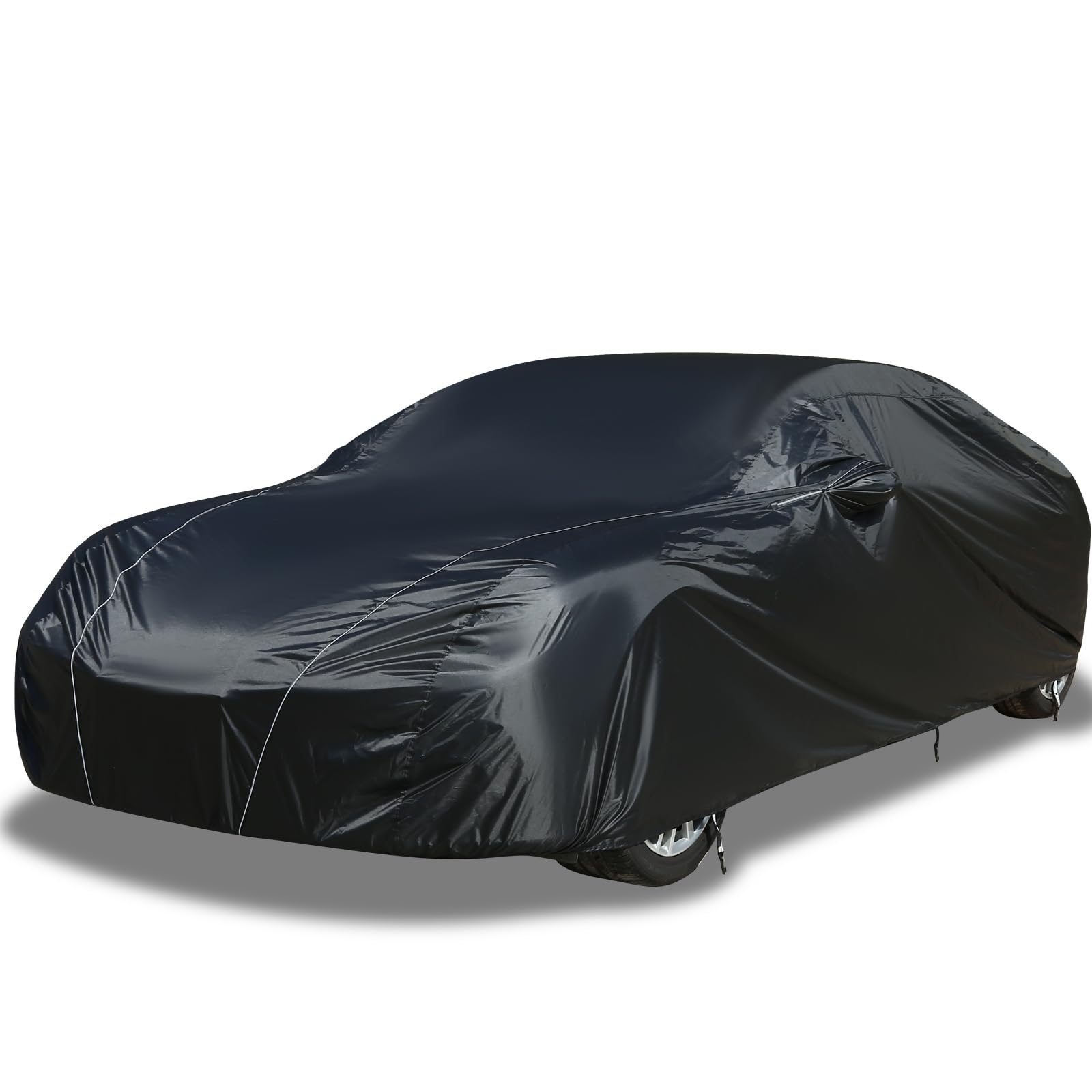 Coverado Car Cover Waterproof All Weather, Outdoor Car Covers For Automobiles With Zipped Mirror Pocket, Sun Uv Snow Wind Dust P