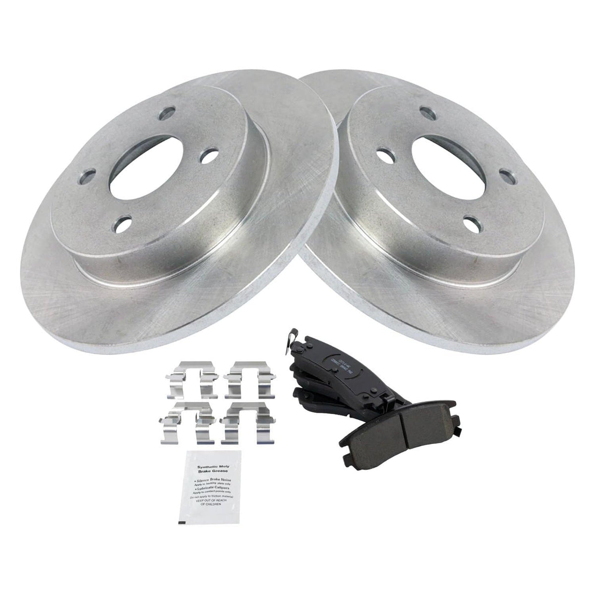 TRQ Rear Brake Pad & Rotor Kit Brake Pads Brake Rotor Ceramic Compatible with 1991-1992 Saturn SC 1993-1998 SC1 SC2 1991-1998 SL