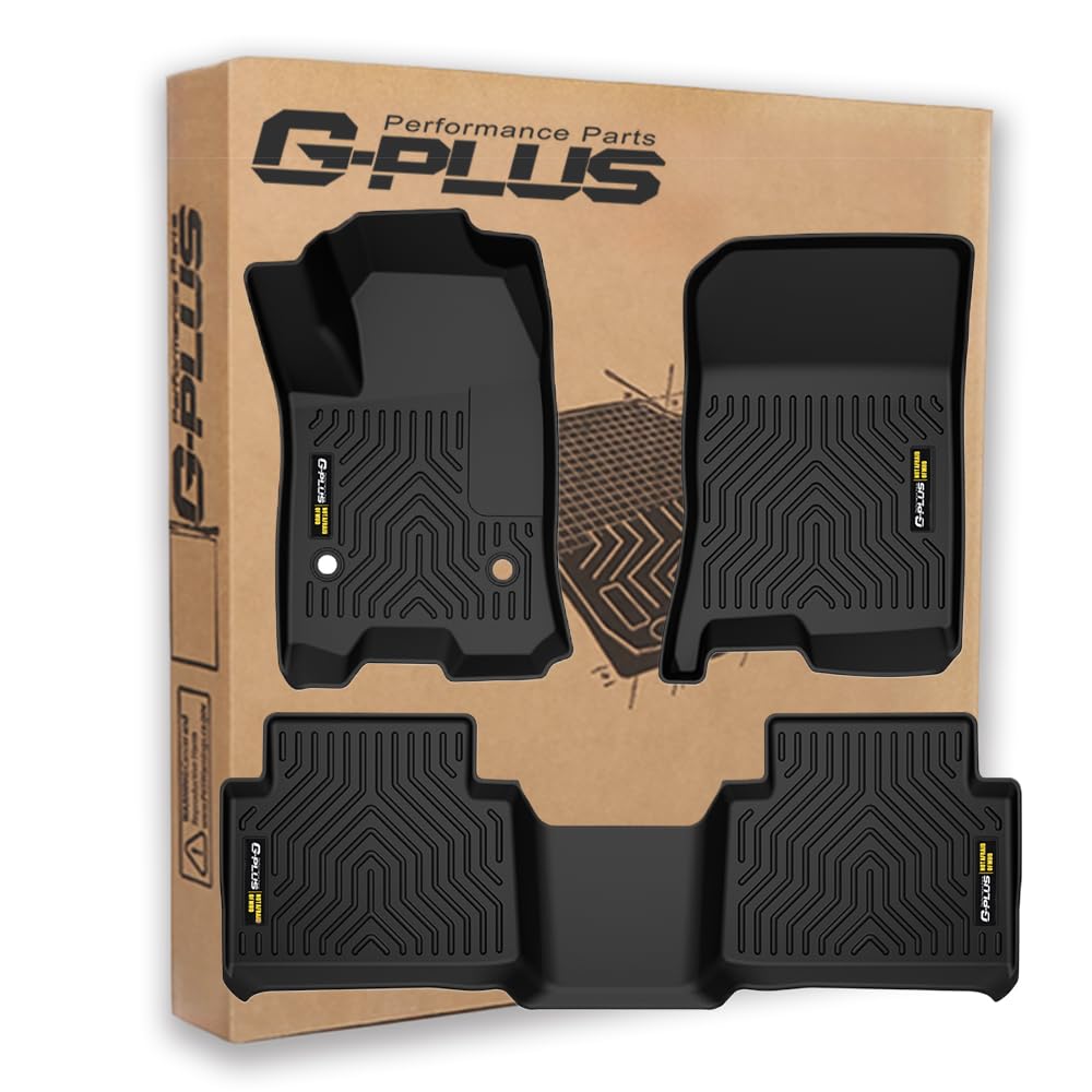 G-PLUS Floor Mats 1st & 2nd Row All Weather TPE Material Front Rear Full Set Liners Compatible with Chevy Colorado GMC Canyon Cr