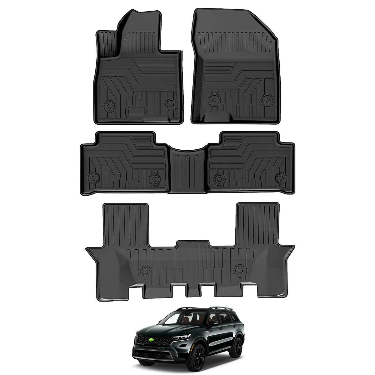 T Tgbros Floor Mats Custom Fit For 2021 2022 2023 2024 Kia Sorento (Only Fits Bench Model &7 Seats) Accessories All Weather Prot