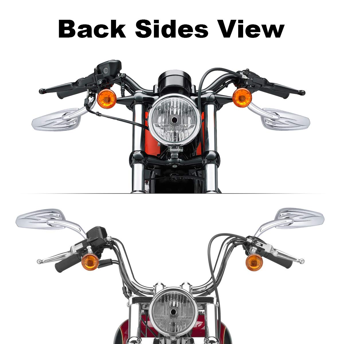 Slmoto 8Mm Tapered Tribal Rear View Rearview Mirrors Fit For Harley Touring Dyna Softail Fat Boy Deluxe Superlow 72 48