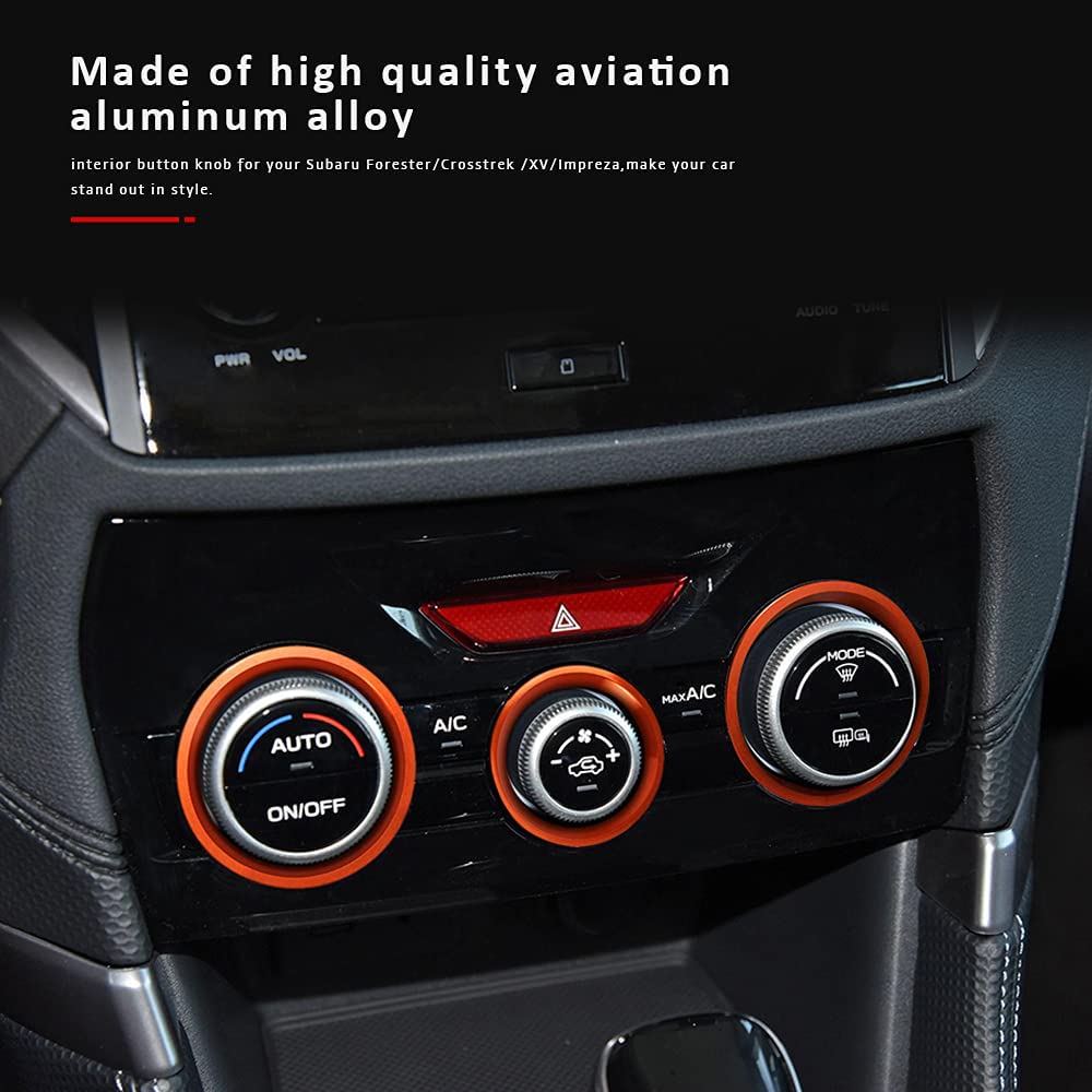 Auovo Ac Climate Control Knob Outer Ring Covers Accessories For Forester 2019-2024 Crosstrek 2018-2023 Impreza 2017-2023 Interior For Car Air Condition Switch Control Trim (Red Orange)