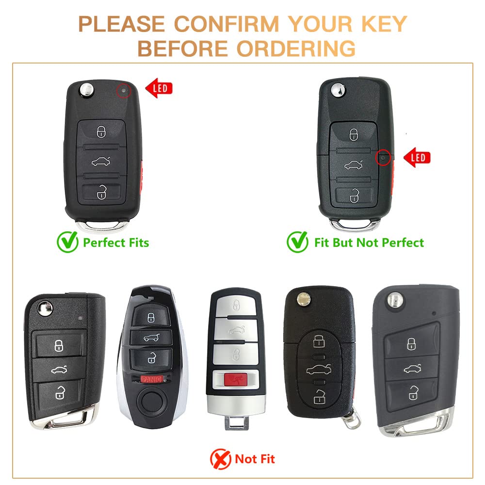 1797 For Vw Volkswagen Key Fob Cover Jetta Beetle Tiguan Passat Golf Accessories Car Keychain Bling Case Shell Protector Girly Cute 3 Button White Gold Tpu