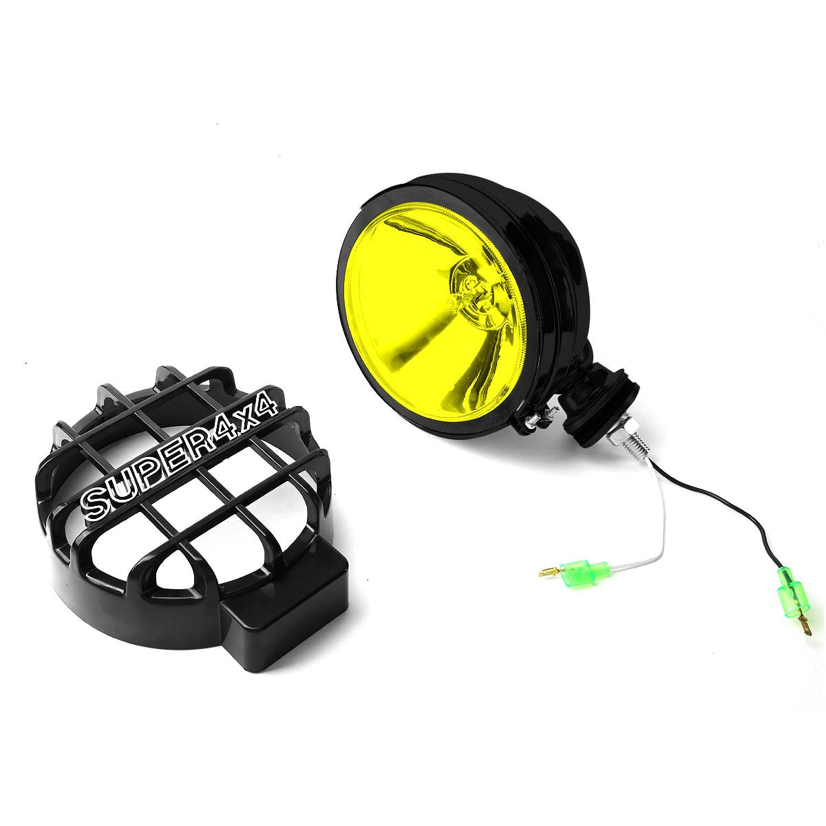 Auto Dynasty 6'' Round Fog Lights+Offroad Super 4X4 Guard+Switch Compatible with Grille/Brush/Bull bar (Amber Lens Black Housing