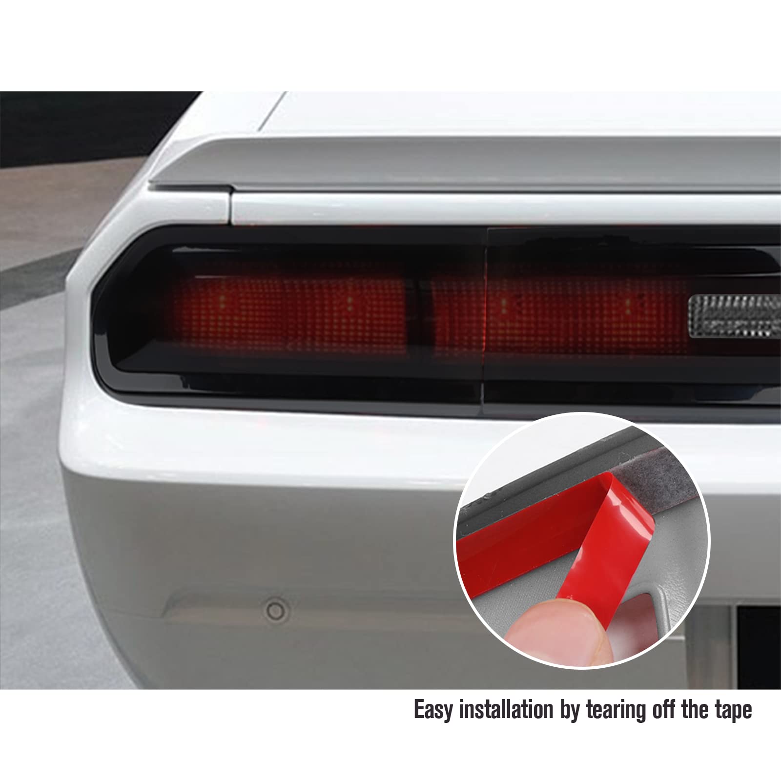 Jecar Smoked Tail Light Covers Rear Light Guards Exterior Accessories For Dodge Challenger 2009-2014, Black