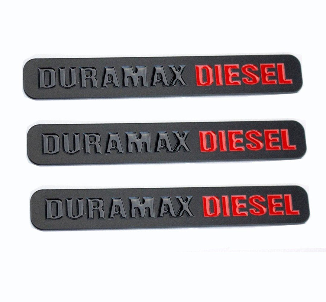 3Pack Oem Duramax Allison Truck Emblem Badges Compatible With Silverado 2500 3500 Hd Sierra Glossy (Black Red)