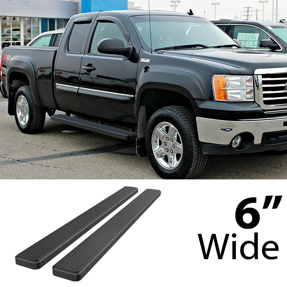 Hd Ridez Side Bar 6' Stainless Steel Black Compatible With Chevy Silverado Gmc Sierra 1500 2500 1999-2013 Double Cab & 2500Hd 3500 2001-2014 (Exclude Ck Classic) (Nerf Bar Side Steps Side Bars)