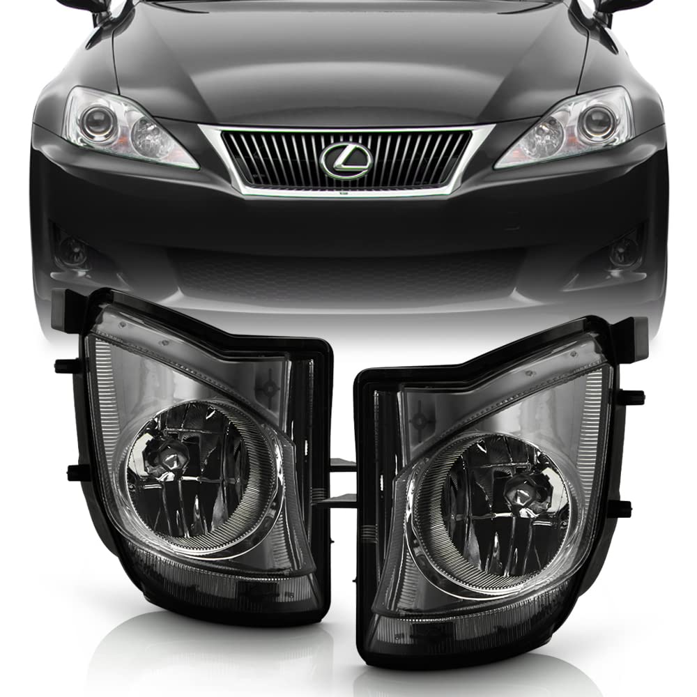 Acanii - For Smoked Lens 2006-2010 Is250 Is350 Direct Bumper Fog Lights Lamps Replacement Assembly Driver & Passenger