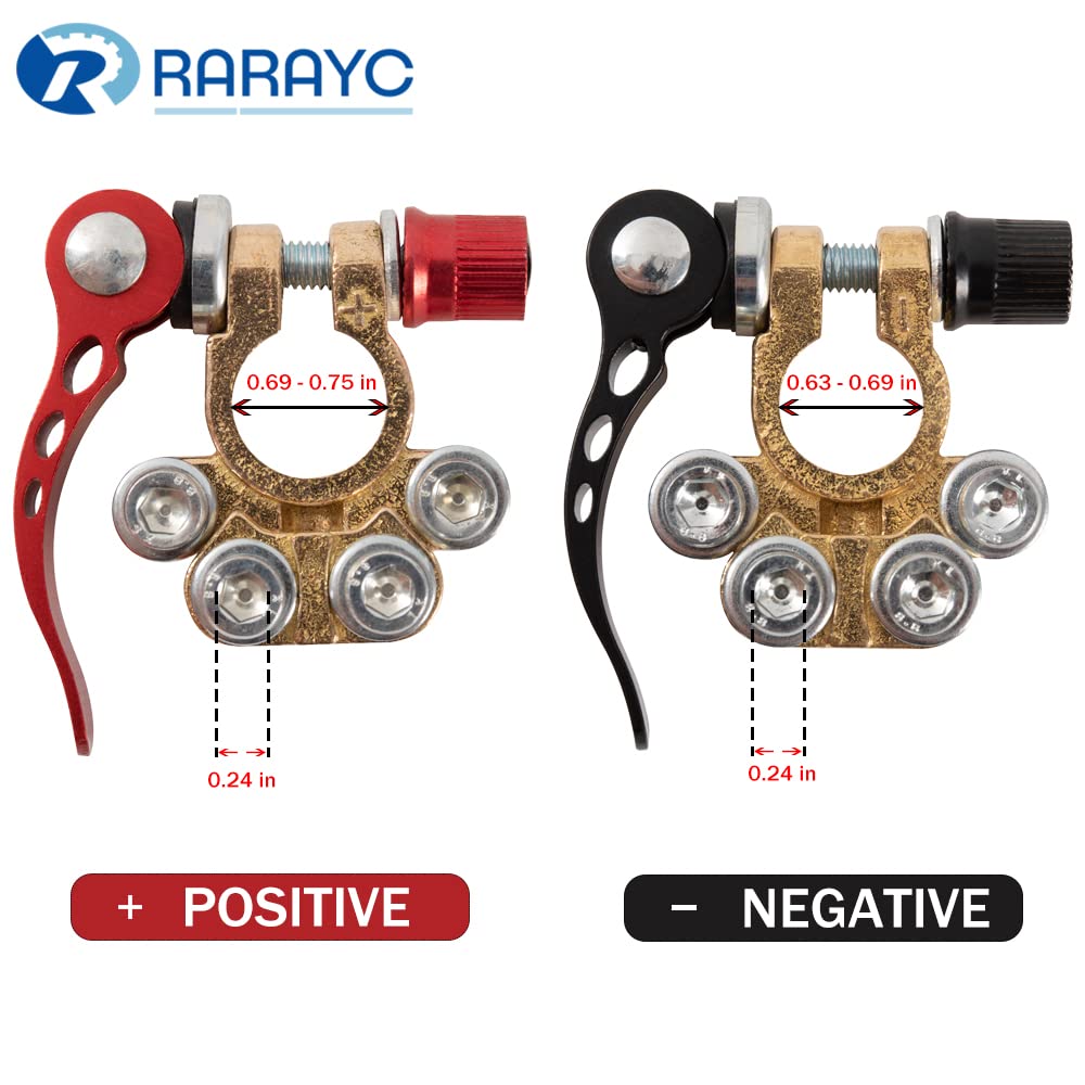 Rarayc 2 Pcs Military Spec Battery Terminal Connectors Top Post Kit With Cover,Copper Lugs,Heatshrink And Post Washer