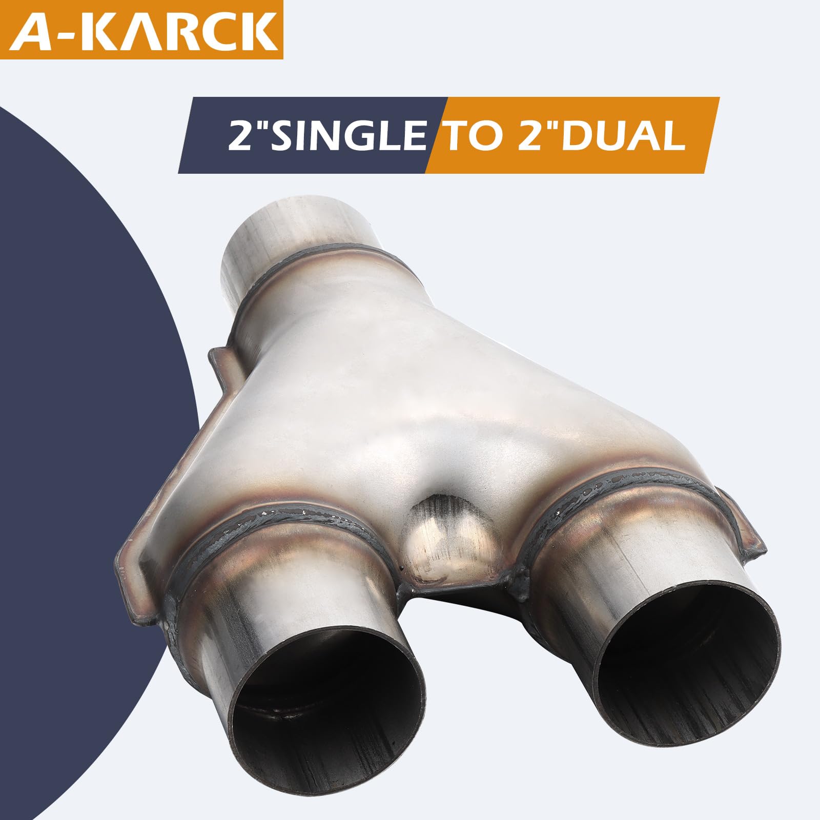 A-Karck Exhaust X Pipe Dual 2.25'' Inlet, 12'' Long Dual 2.25'' Outlet Stainless Steel X Pipe For Smoother Exhaust (Wide-Edge)