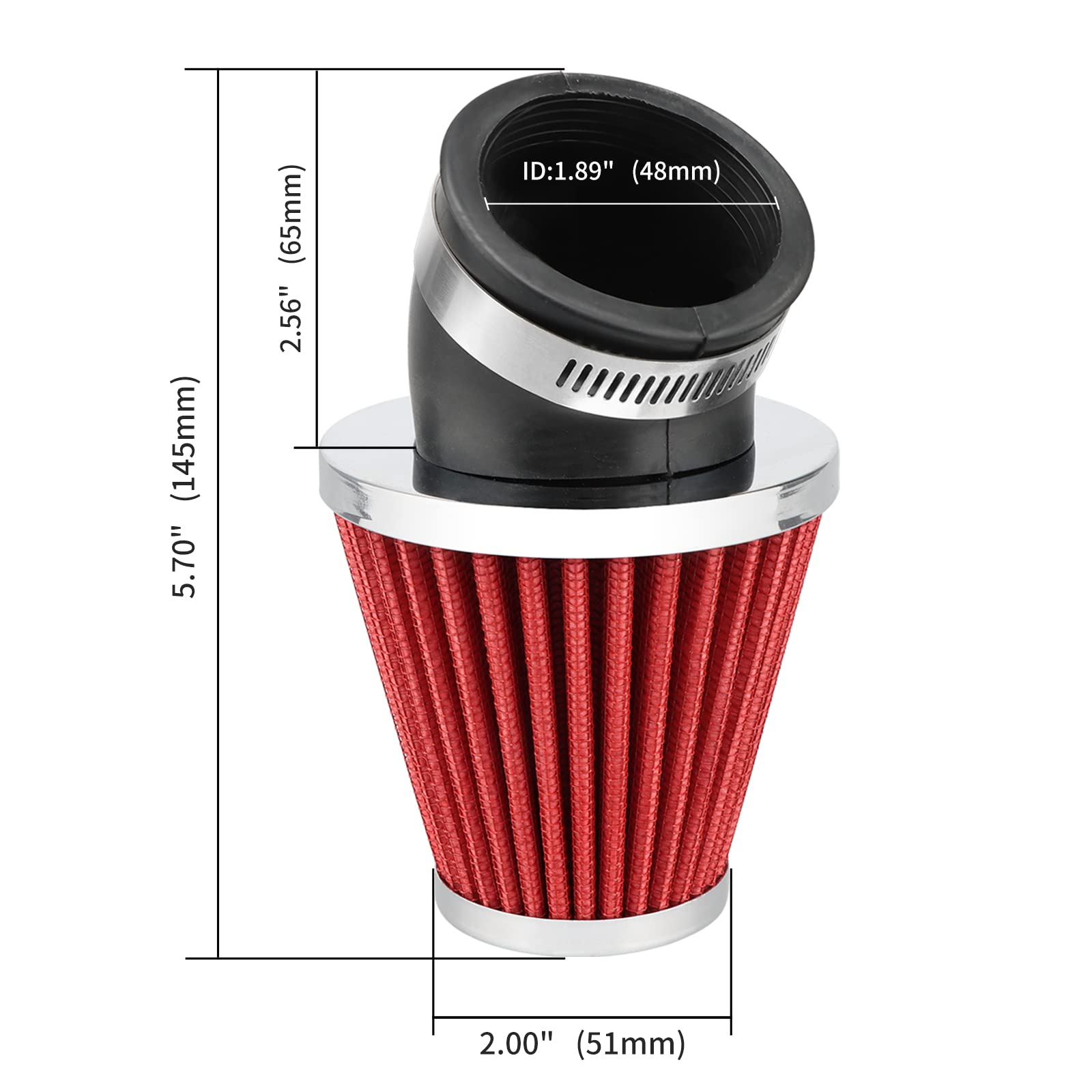 Nibbi Motorcycle Air Filter High Performance Air Filter 48Mm For Honda Yamaha Suzuki Atv Ssr Ttr Dirt Bike Pit Bike Mini Bike Gy6 Ajs