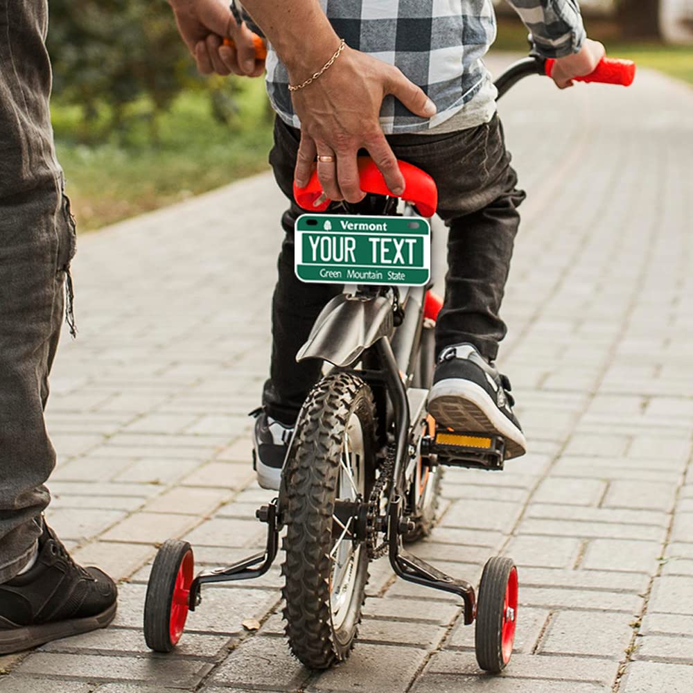 Inkmyplate Personalized Vermont Small License Plate | Bike 6X3 Inch | Select From All 50 States | 3 Sizes | Custom License Plates For Kids Bicycles | Power Wheels | Usa Thick .040 Aluminum