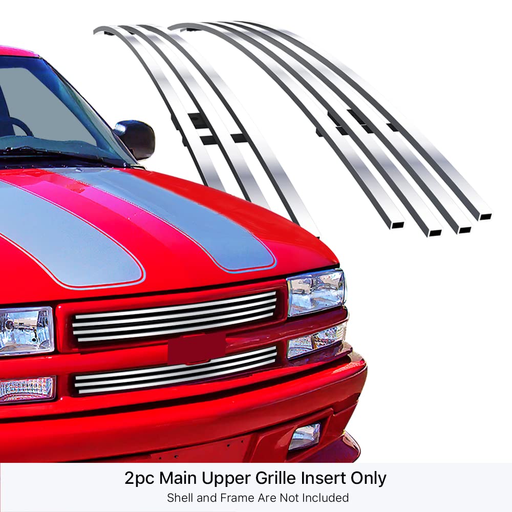 APS Compatible with Chevy Blazer 1998-2005 & S-10 Criss Cross 98-04 Main Stainless Steel Polished Chrome 8X6 Billet Grille Grill