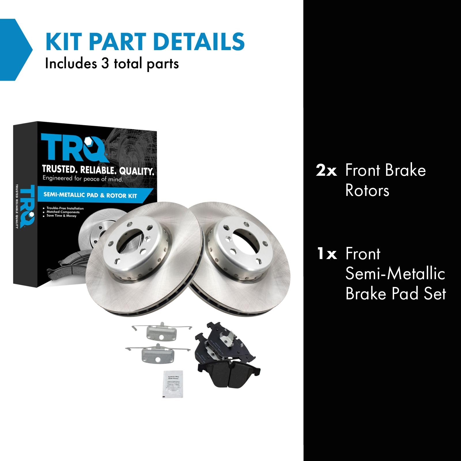 Trq Front Brake Pad & Rotor Kit Brake Pads Brake Rotor Semi-Metallic Compatible With 2012-2013 Bmw 328I 2012 335I