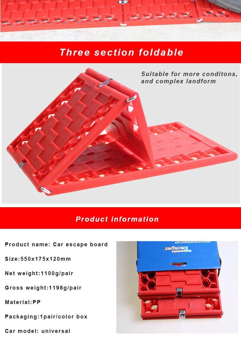 Jeremywell All-Weather Foldable Auto Traction Mat Tire Grip Aid, Car Escape, Emergency Off Road Traction Tool, Work For Snow, Ic