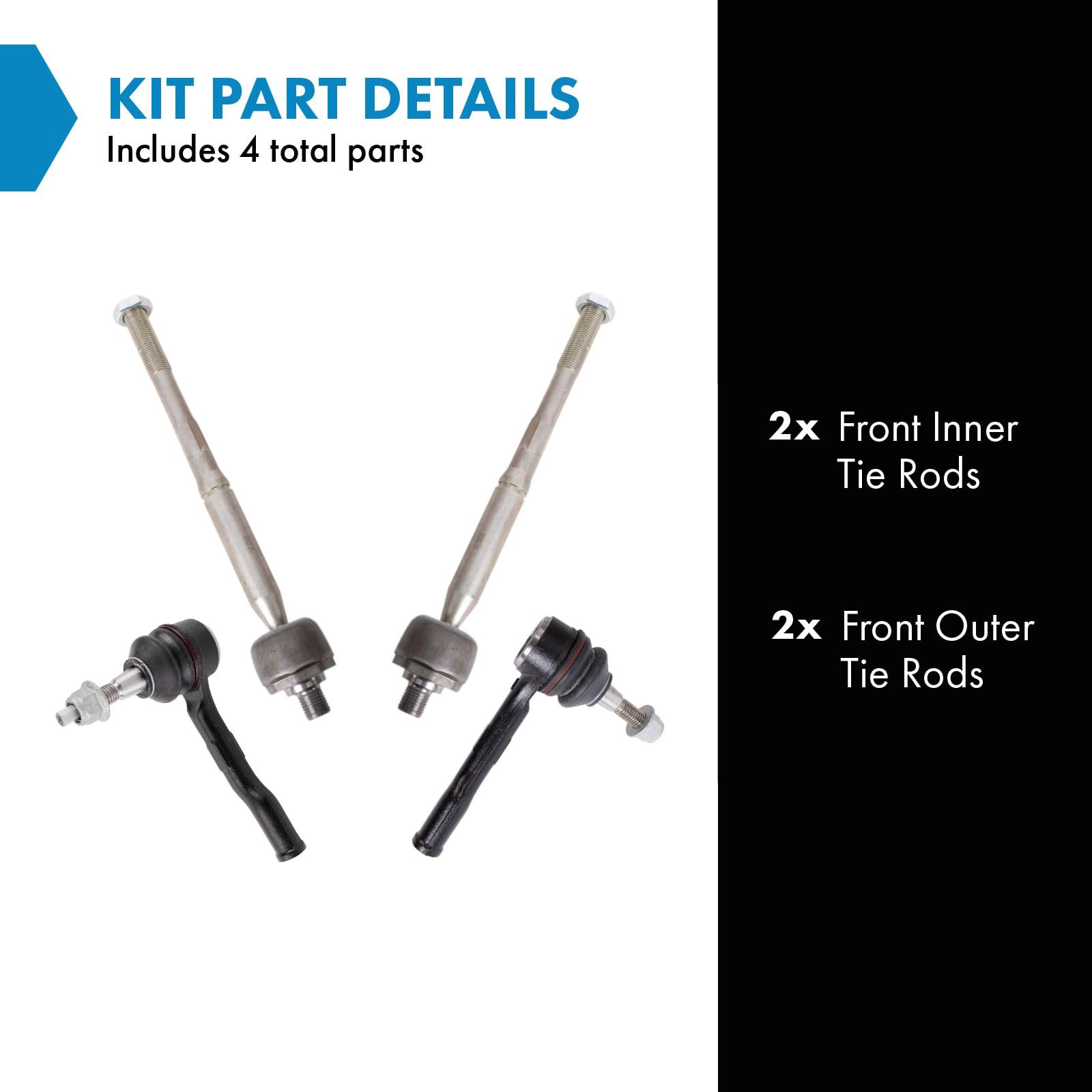 Trq Front Tie Rod Set Compatible With 2016-2019 Chevrolet Cruze Volt
