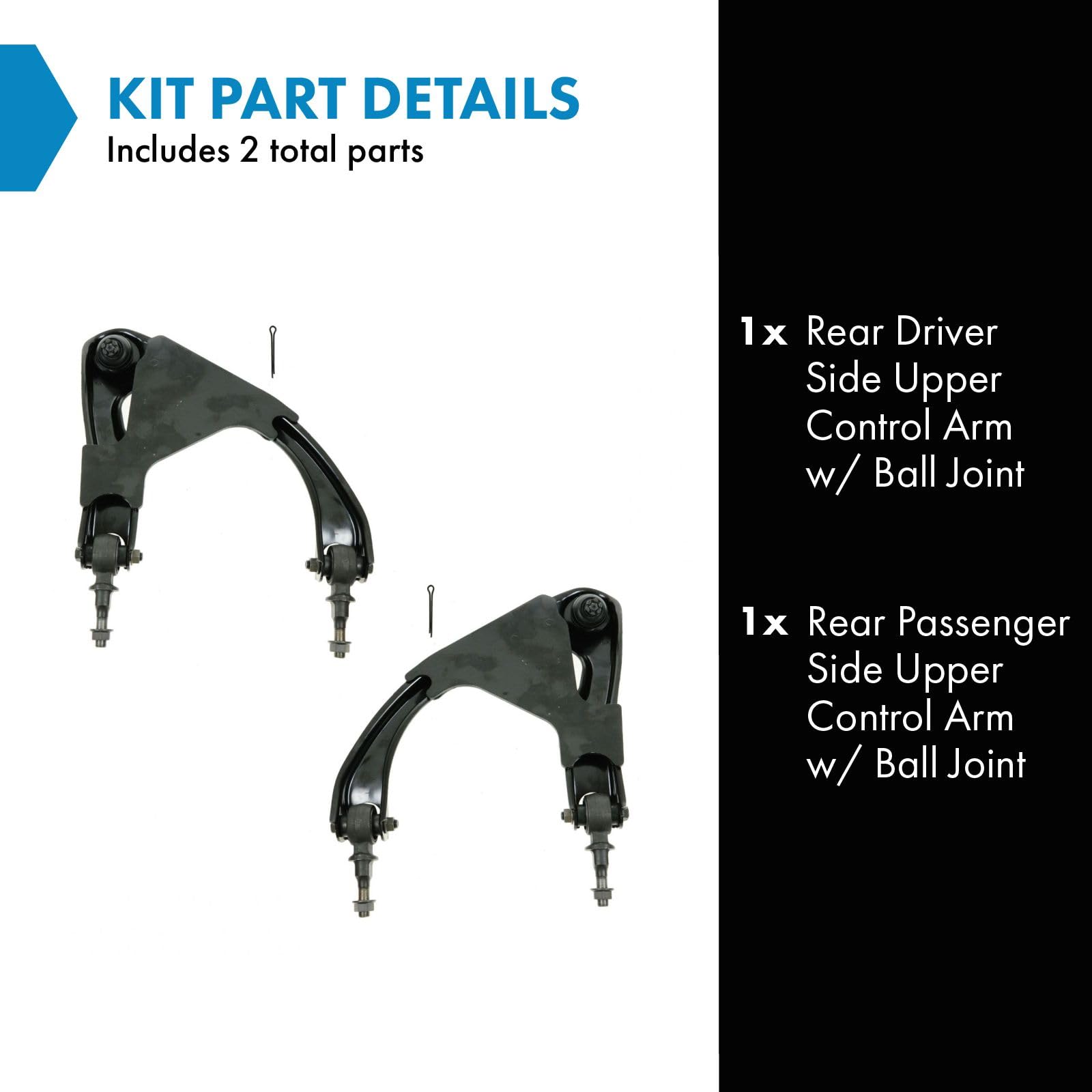 Trq Rear Upper Control Arm With Ball Joint Set Compatible With 1997-2001 Honda Prelude
