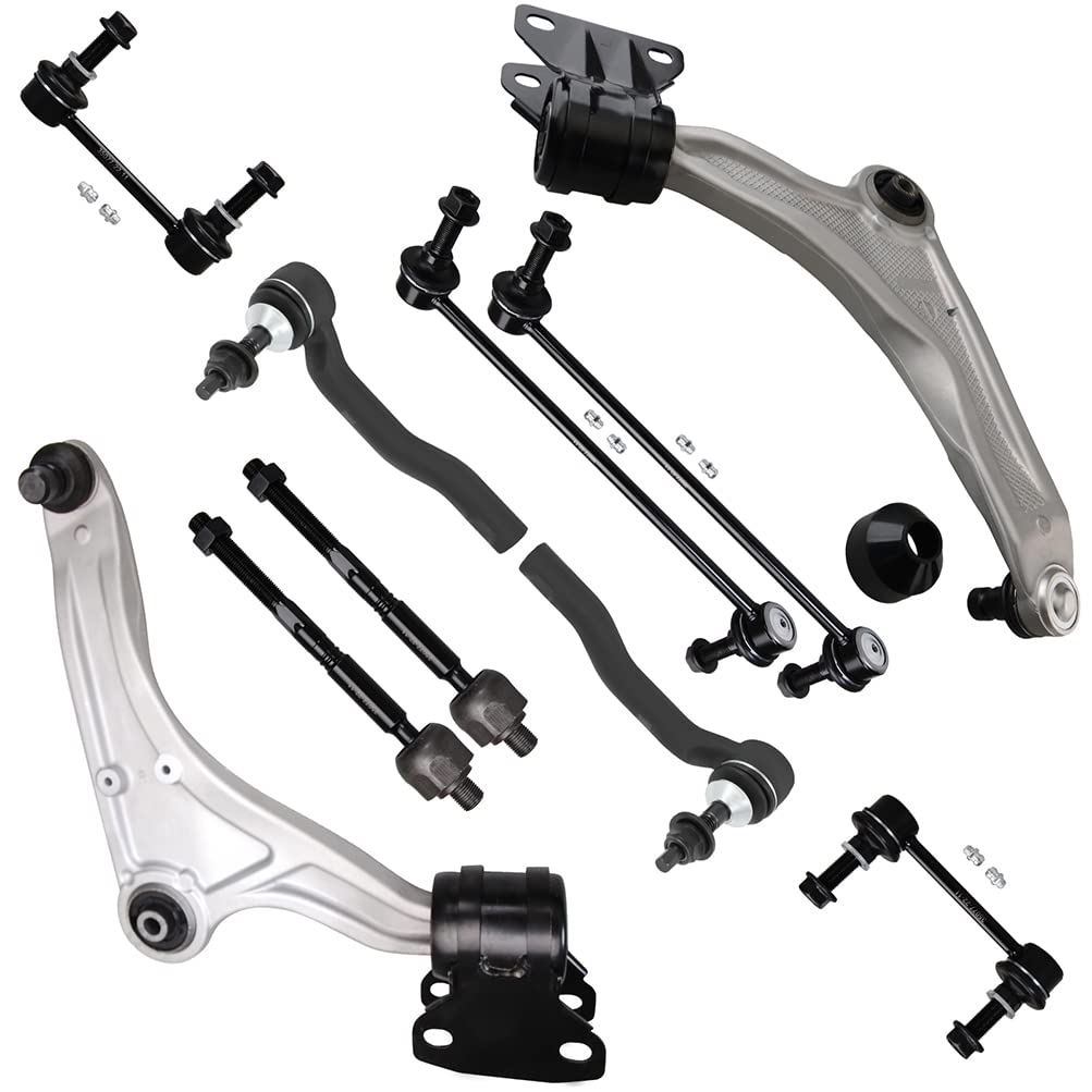 Scitoo 10Pcs Suspension Kit Lower Control Arm W/Ball Joint Inner Outer Tie Rod End Sway Bar Link Fit 2013-2020 For Ford Fusion For Lincoln Mkz