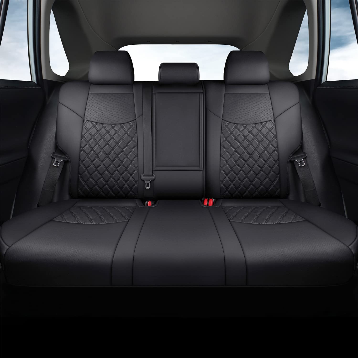 Giant Panda Pu Leather Car Seat Covers Full Set Custom Fit For Toyota Rav4 Prime Se,Prime Xse 2021 2022 2023 2024, Hybrid Se/Xse