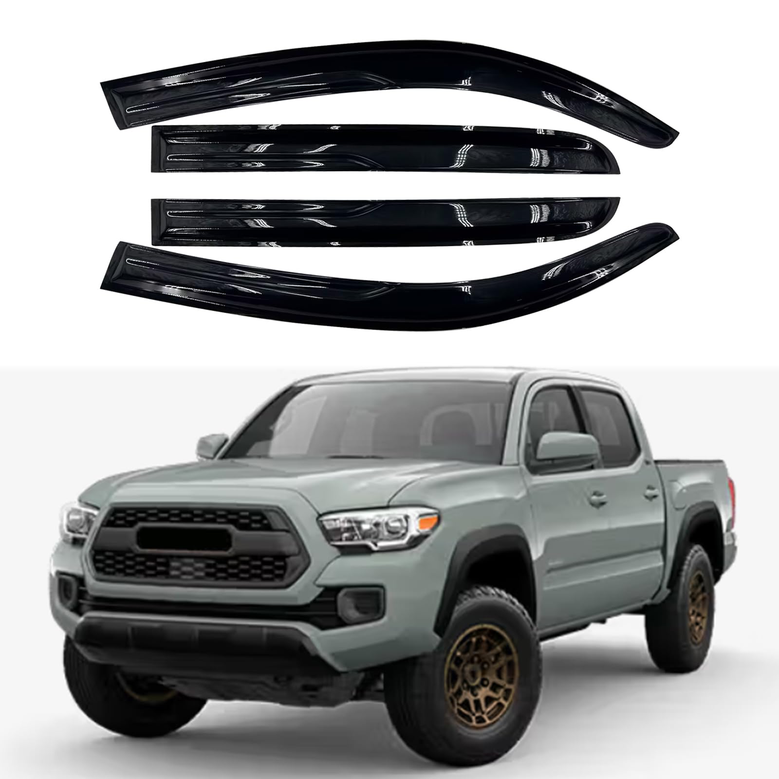 Sontian Tacoma Rain Guards For 2016-2023 Double Cab/Crew Cab - 4Pcs Side Window Visor Deflectors