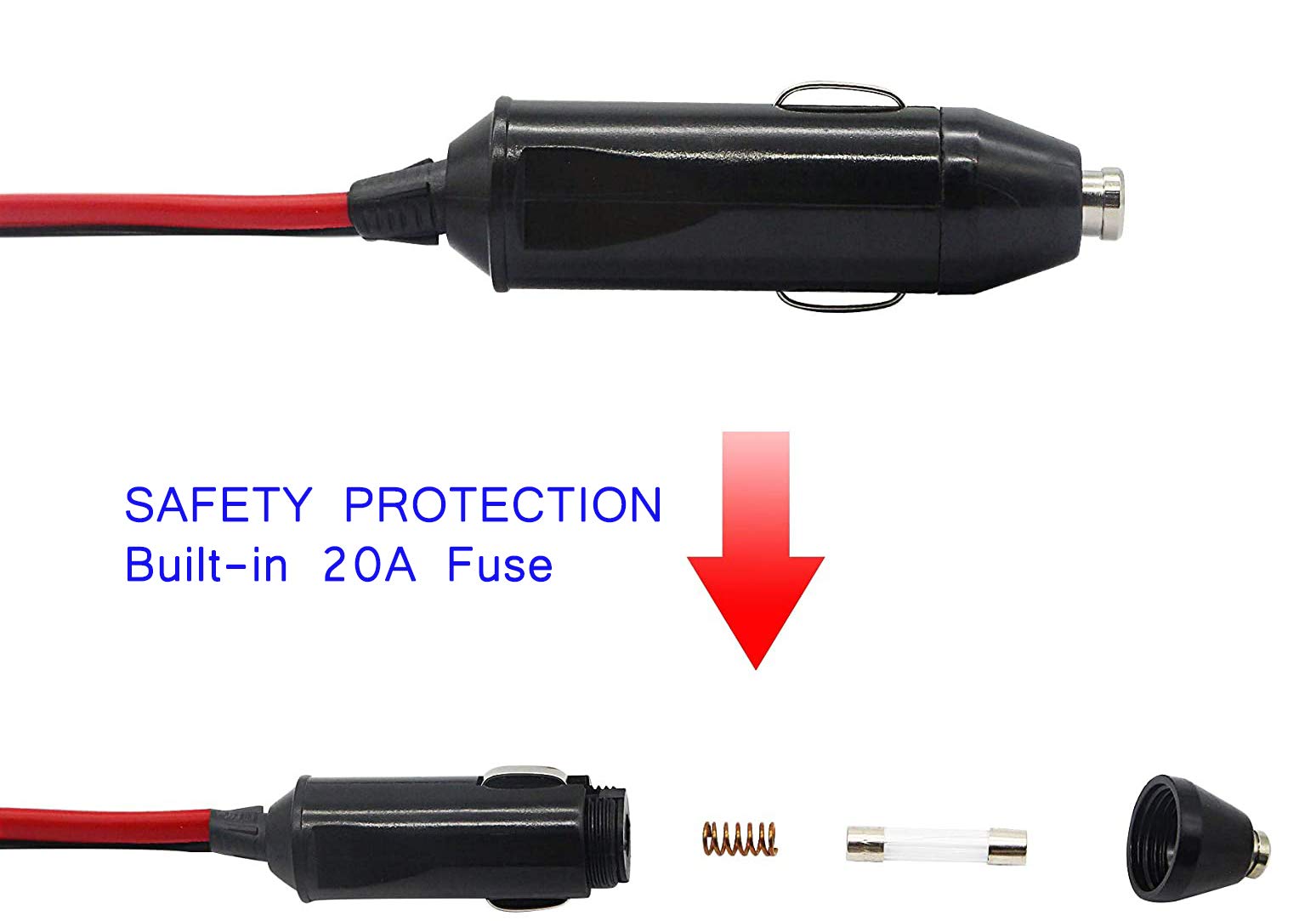 CERRXIAN 1 to 3 Car Cigarette Lighter 12v 24v Power Charger Adapter 3 Way Socket Splitter Female Socket Plug Extension Cord Cabl