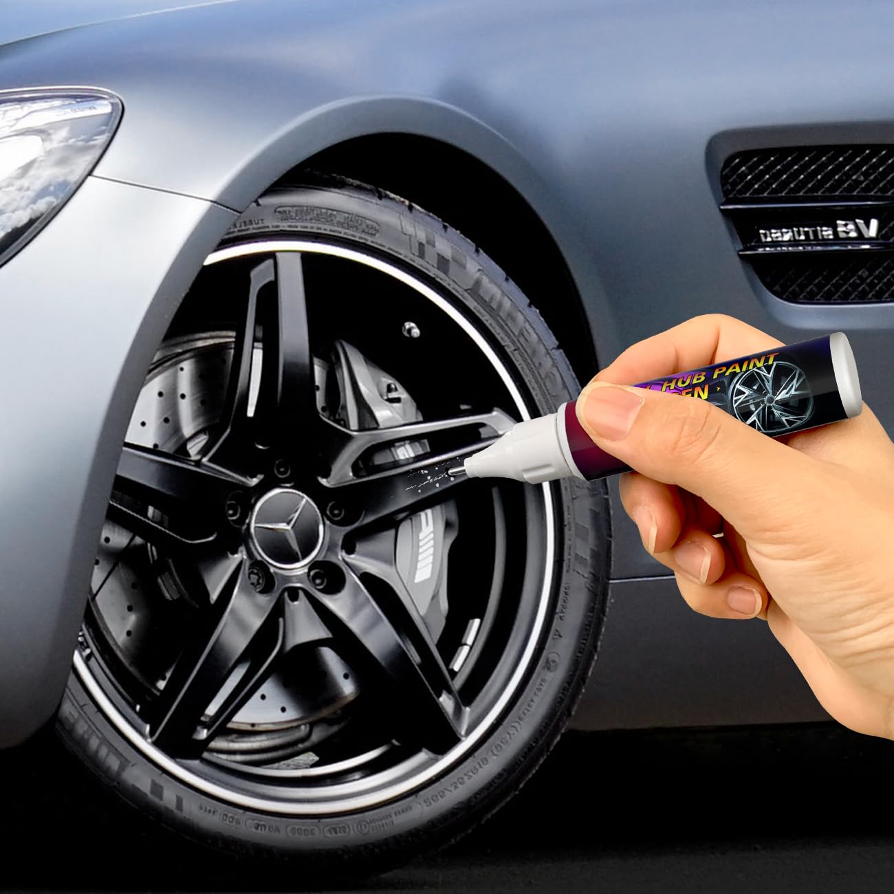 AMUIZC Touch Up Paint Wheel Scratch Fix Cars Rim Scratch Repair Pen Portable Quick and Easy for Car Wheel (Black)
