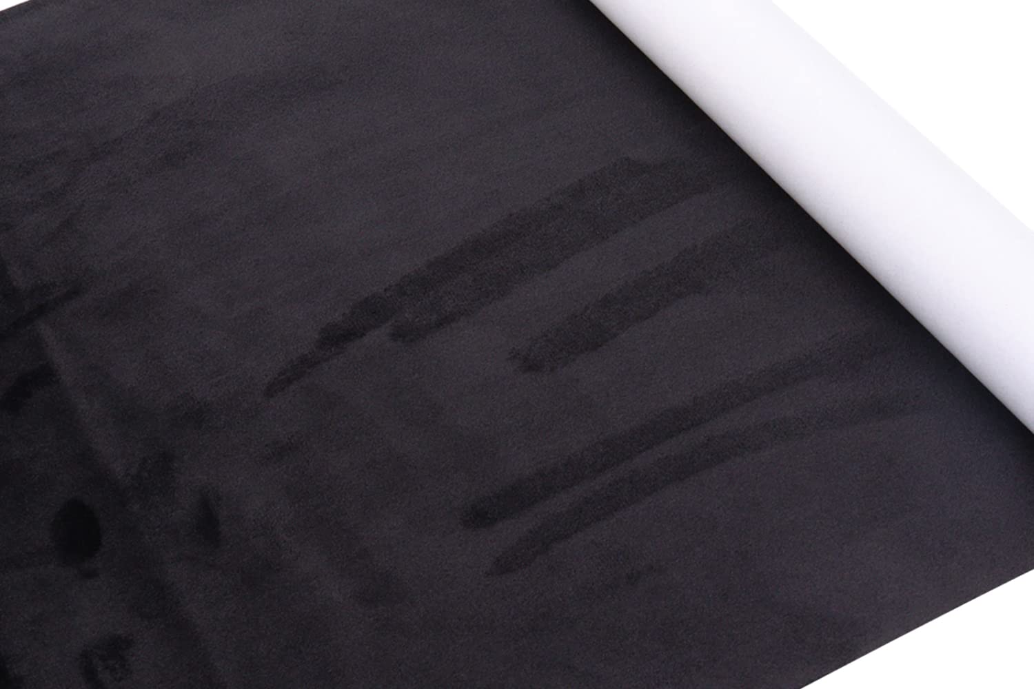 Y.A. Lotus Microfiber Fabric Self-Adhesive Suede Look, Premium Synthetic Leather - Stretch Film Fabric Perfect For Car Interior Decorate -14.5In X 55In, Black
