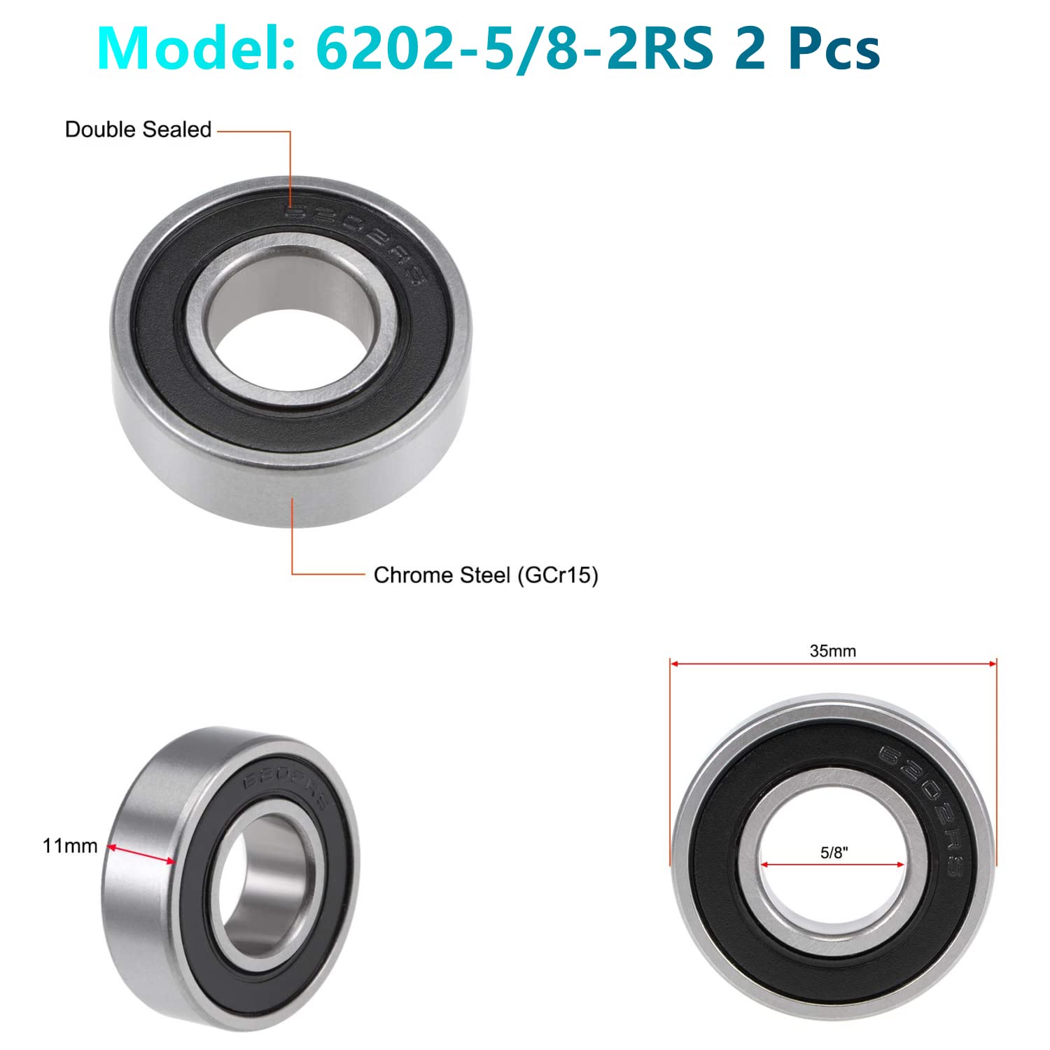 Front and Rear Wheel Bearing Set fit Coleman Powersports CT200U, CT200U-EX Trail 200 Mini Bike, Baja MB165 MB200 Mini Bikes Part