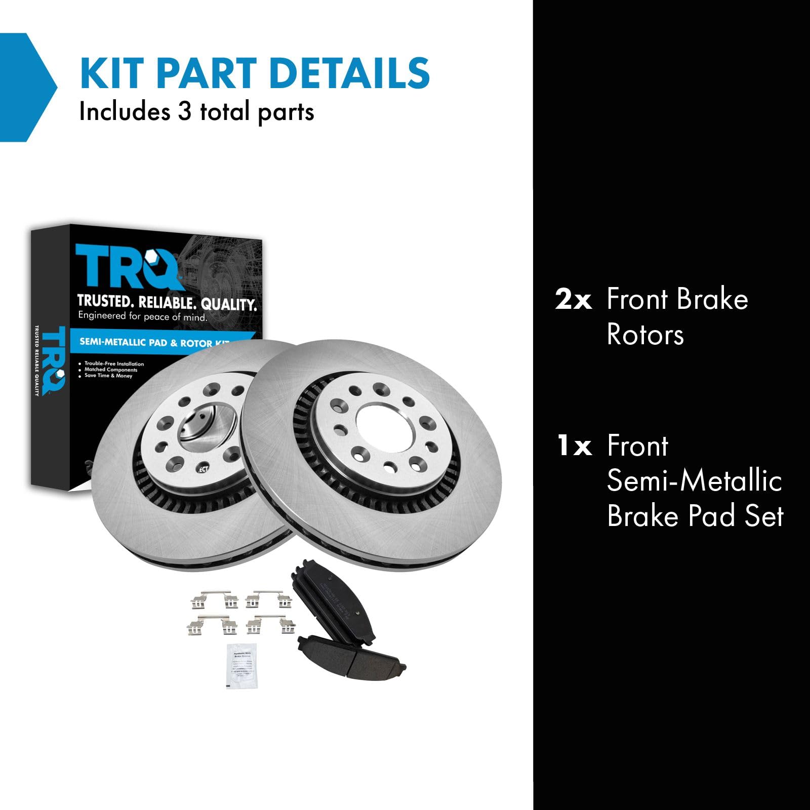 Trq Front Brake Pad & Rotor Kit Brake Pads Brake Rotor Semi-Metallic Compatible With 2005-2007 Ford Five Hundred Freestyle 2008-
